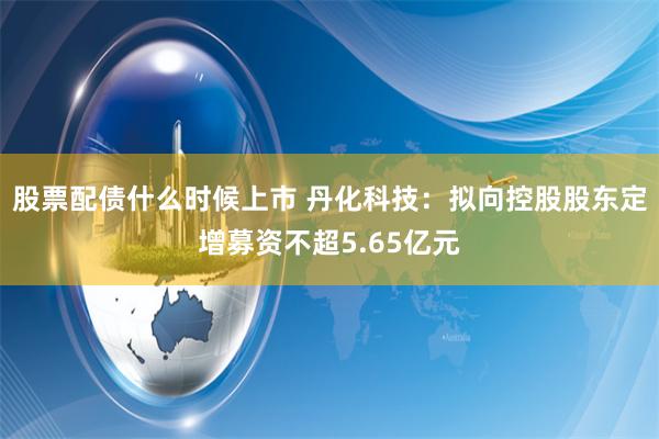 股票配债什么时候上市 丹化科技：拟向控股股东定增募资不超5.65亿元